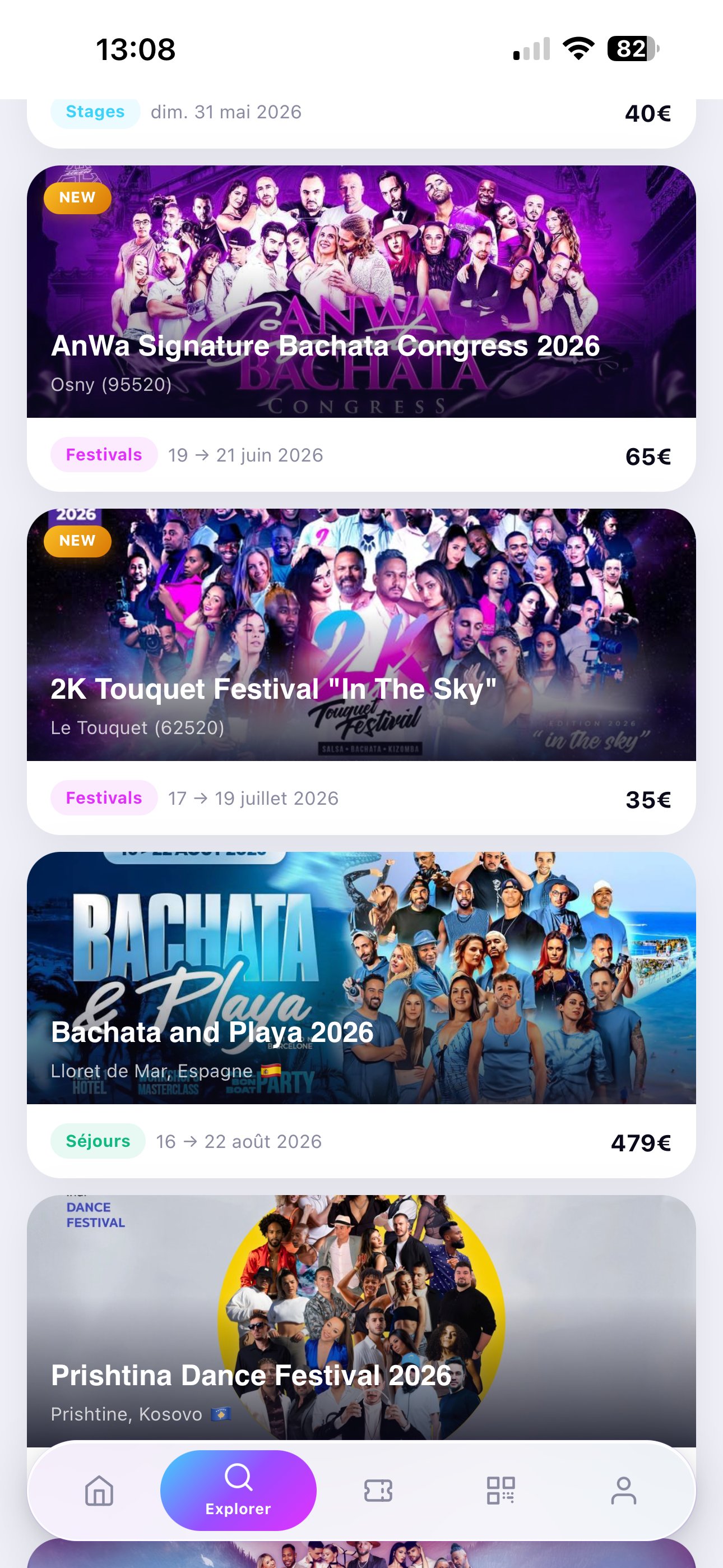 Aperçu de l'application TEMPO